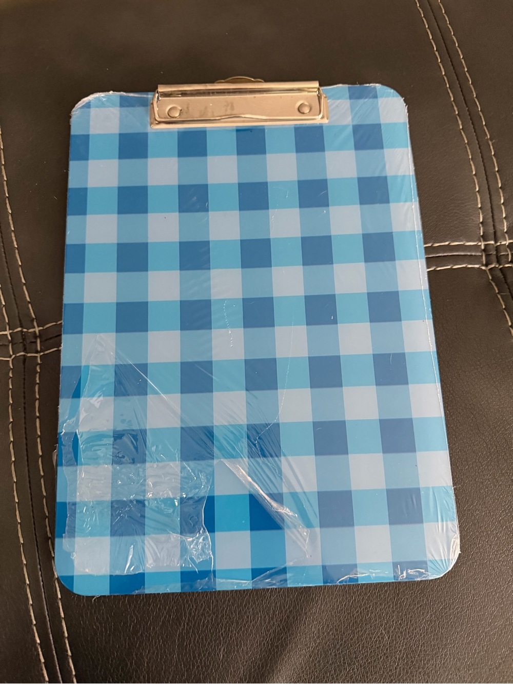 Blue Gingham Clipboard with Metal Clip